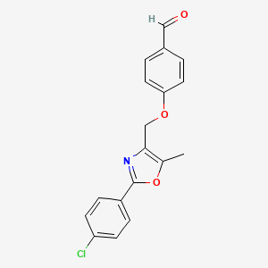 molecular formula C18H14ClNO3 B1327012 4-{[2-(4-Chlorophenyl)-5-methyl-1,3-oxazol-4-yl]-methoxy}benzaldehyde CAS No. 921142-26-9