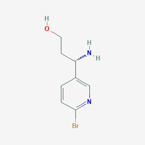 molecular formula C8H11BrN2O B13270344 (3S)-3-Amino-3-(6-bromo(3-pyridyl))propan-1-OL 