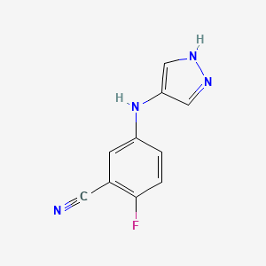 molecular formula C10H7FN4 B13270351 2-Fluoro-5-[(1H-pyrazol-4-yl)amino]benzonitrile 