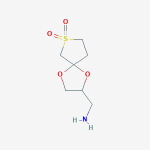 molecular formula C7H13NO4S B13270391 2-(Aminomethyl)-1,4-dioxa-7lambda6-thiaspiro[4.4]nonane-7,7-dione 