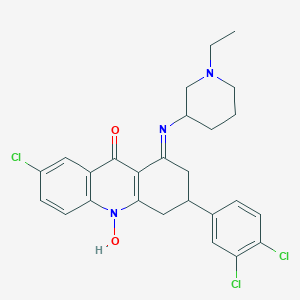 B132704 7-chloro-3-(3,4-dichlorophenyl)-1-(1-ethylpiperidin-3-yl)imino-10-hydroxy-3,4-dihydro-2H-acridin-9-one CAS No. 144128-42-7