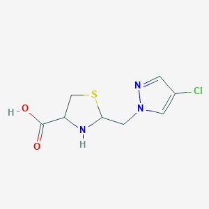 molecular formula C8H10ClN3O2S B1327041 2-[(4-chloro-1H-pyrazol-1-yl)methyl]-1,3-thiazolidine-4-carboxylic acid CAS No. 1217996-23-0