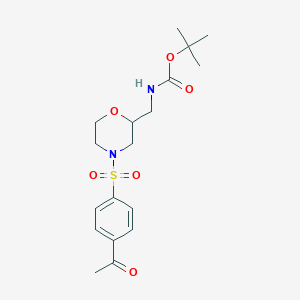 molecular formula C18H26N2O6S B13270413 tert-Butyl N-{[4-(4-acetylbenzenesulfonyl)morpholin-2-yl]methyl}carbamate 