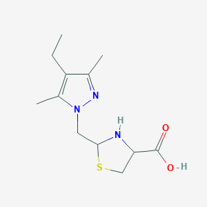 molecular formula C12H19N3O2S B1327045 2-[(4-乙基-3,5-二甲基-1H-吡唑-1-基)甲基]-1,3-噻唑烷-4-羧酸 CAS No. 1218133-64-2