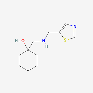 molecular formula C11H18N2OS B13270565 1-{[(1,3-Thiazol-5-ylmethyl)amino]methyl}cyclohexan-1-ol 