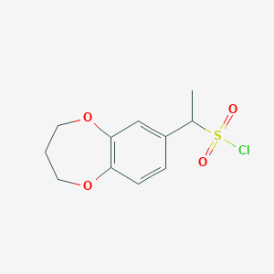 molecular formula C11H13ClO4S B13270580 1-(3,4-Dihydro-2H-1,5-benzodioxepin-7-yl)ethane-1-sulfonyl chloride 