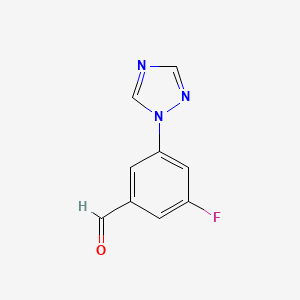 molecular formula C9H6FN3O B13270593 3-Fluoro-5-(1H-1,2,4-triazol-1-yl)benzaldehyde 