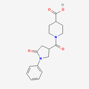 molecular formula C17H20N2O4 B1327062 1-[(5-Oxo-1-phenylpyrrolidin-3-yl)carbonyl]piperidine-4-carboxylic acid CAS No. 1010873-30-9