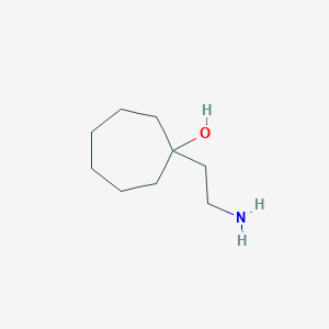 molecular formula C9H19NO B13270641 1-(2-Aminoethyl)cycloheptan-1-ol 