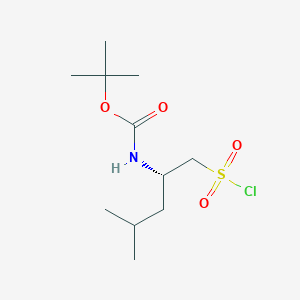 molecular formula C11H22ClNO4S B13270655 tert-Butyl N-[(2S)-1-(chlorosulfonyl)-4-methylpentan-2-yl]carbamate 