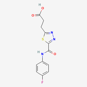 molecular formula C12H10FN3O3S B1327068 3-(5-{[(4-Fluorophenyl)amino]carbonyl}-1,3,4-thiadiazol-2-yl)propanoic acid CAS No. 1142202-61-6