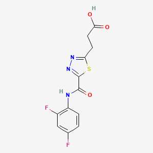 molecular formula C12H9F2N3O3S B1327070 3-(5-{[(2,4-Difluorophenyl)amino]carbonyl}-1,3,4-thiadiazol-2-yl)propanoic acid CAS No. 1142202-71-8