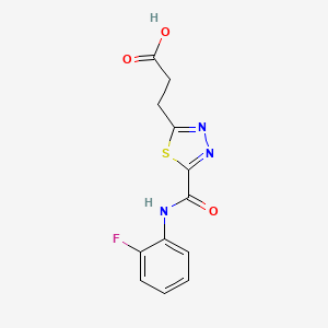 molecular formula C12H10FN3O3S B1327071 3-(5-{[(2-Fluorophenyl)amino]carbonyl}-1,3,4-thiadiazol-2-yl)propanoic acid CAS No. 1142202-72-9