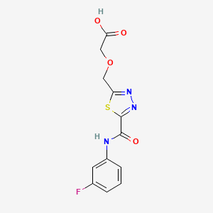 molecular formula C12H10FN3O4S B1327072 [(5-{[(3-Fluorophenyl)amino]carbonyl}-1,3,4-thiadiazol-2-yl)methoxy]acetic acid CAS No. 1142202-81-0