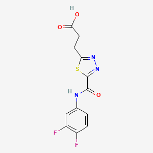molecular formula C12H9F2N3O3S B1327076 3-(5-{[(3,4-Difluorophenyl)amino]carbonyl}-1,3,4-thiadiazol-2-yl)propanoic acid CAS No. 1142209-39-9