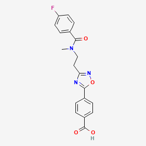 molecular formula C19H16FN3O4 B1327077 4-(3-{2-[(4-Fluorobenzoyl)(methyl)amino]ethyl}-1,2,4-oxadiazol-5-yl)benzoic acid CAS No. 1142209-49-1