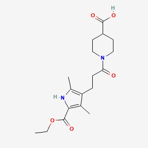 molecular formula C18H26N2O5 B1327081 1-{3-[5-(ethoxycarbonyl)-2,4-dimethyl-1H-pyrrol-3-yl]propanoyl}piperidine-4-carboxylic acid CAS No. 1142209-81-1
