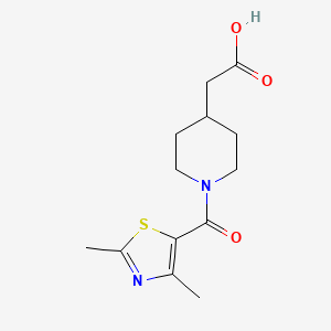 molecular formula C13H18N2O3S B1327086 {1-[(2,4-Dimethyl-1,3-thiazol-5-YL)carbonyl]-piperidin-4-YL}acetic acid CAS No. 1142210-31-8