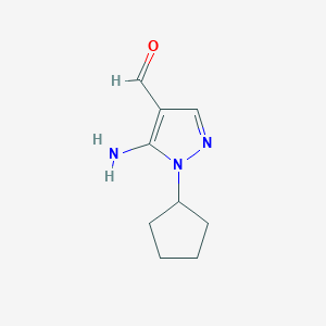 molecular formula C9H13N3O B13270916 5-Amino-1-cyclopentyl-1H-pyrazole-4-carbaldehyde 