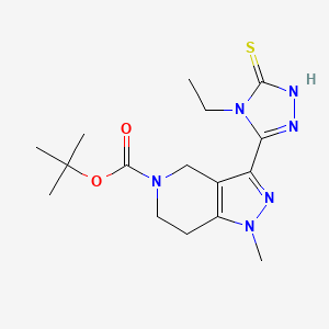 molecular formula C16H24N6O2S B1327099 叔丁基3-(4-乙基-5-巯基-4H-1,2,4-三唑-3-基)-1-甲基-1,4,6,7-四氢-5H-吡唑并[4,3-c]吡啶-5-羧酸酯 CAS No. 1142210-72-7