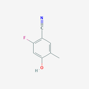 molecular formula C8H6FNO B13271034 2-Fluoro-4-hydroxy-5-methylbenzonitrile 