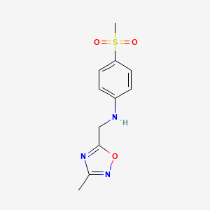 molecular formula C11H13N3O3S B13271046 4-Methanesulfonyl-N-[(3-methyl-1,2,4-oxadiazol-5-yl)methyl]aniline 