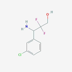 molecular formula C9H10ClF2NO B13271049 3-Amino-3-(3-chlorophenyl)-2,2-difluoropropan-1-OL 