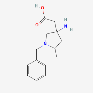 molecular formula C14H20N2O2 B13271052 2-(3-Amino-1-benzyl-5-methylpyrrolidin-3-yl)acetic acid 