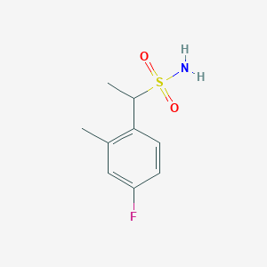 molecular formula C9H12FNO2S B13271077 1-(4-Fluoro-2-methylphenyl)ethane-1-sulfonamide 