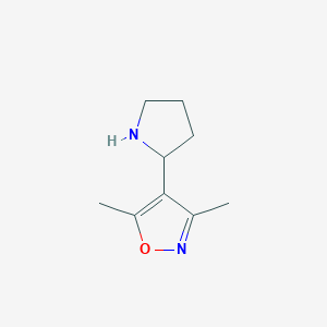 molecular formula C9H14N2O B1327115 3,5-Dimethyl-4-pyrrolidin-2-ylisoxazole CAS No. 1018128-26-1