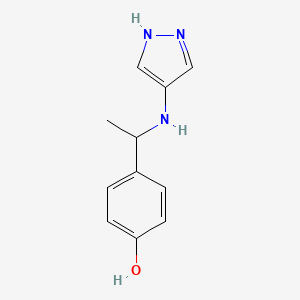 molecular formula C11H13N3O B13271150 4-{1-[(1H-pyrazol-4-yl)amino]ethyl}phenol 