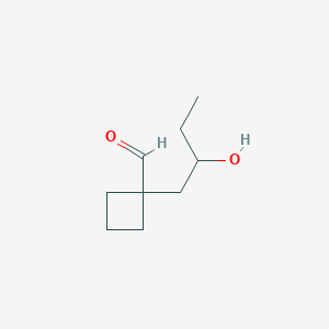 molecular formula C9H16O2 B13271161 1-(2-Hydroxybutyl)cyclobutane-1-carbaldehyde 