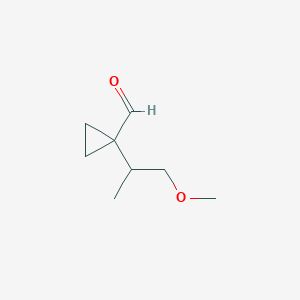 molecular formula C8H14O2 B13271315 1-(1-Methoxypropan-2-yl)cyclopropane-1-carbaldehyde 