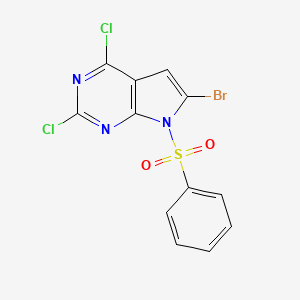 molecular formula C12H6BrCl2N3O2S B1327140 6-溴-2,4-二氯-7-(苯磺酰基)-7H-吡咯并[2,3-d]嘧啶 CAS No. 1131992-26-1