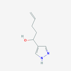 molecular formula C8H12N2O B13271407 1-(1H-Pyrazol-4-yl)pent-4-en-1-ol 