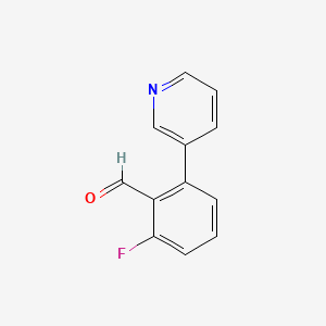 molecular formula C12H8FNO B13271409 2-Fluoro-6-(pyridin-3-yl)benzaldehyde 