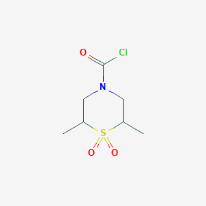 molecular formula C7H12ClNO3S B13271429 2,6-Dimethylthiomorpholine-4-carbonyl chloride 1,1-dioxide 