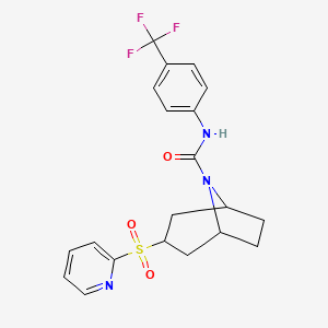 molecular formula C20H20F3N3O3S B1327143 3-(Pyridin-2-ylsulfonyl)-N-(4-(trifluoromethyl)phenyl)-8-azabicyclo[3.2.1]octane-8-carboxamide CAS No. 1170321-92-2