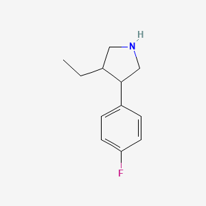 molecular formula C12H16FN B13271443 3-Ethyl-4-(4-fluorophenyl)pyrrolidine 