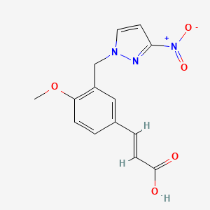molecular formula C14H13N3O5 B1327151 (2E)-3-{4-methoxy-3-[(3-nitro-1H-pyrazol-1-yl)methyl]phenyl}acrylic acid CAS No. 1173471-09-4