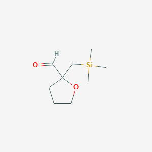molecular formula C9H18O2Si B13271515 2-[(Trimethylsilyl)methyl]oxolane-2-carbaldehyde 