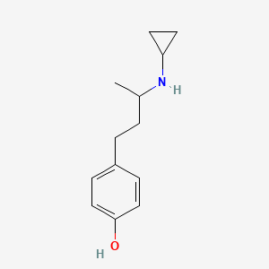 molecular formula C13H19NO B13271559 4-[3-(Cyclopropylamino)butyl]phenol 