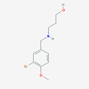 molecular formula C11H16BrNO2 B13271562 3-{[(3-Bromo-4-methoxyphenyl)methyl]amino}propan-1-ol 