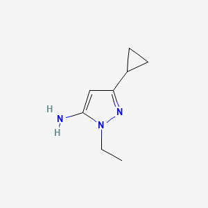 molecular formula C8H13N3 B1327159 3-环丙基-1-乙基-1H-吡唑-5-胺 CAS No. 1172505-99-5