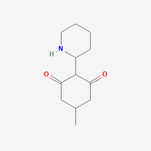 molecular formula C12H19NO2 B13271623 5-Methyl-2-(piperidin-2-yl)cyclohexane-1,3-dione 