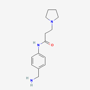 molecular formula C14H21N3O B13271635 N-[4-(Aminomethyl)phenyl]-3-(pyrrolidin-1-YL)propanamide 