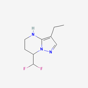 molecular formula C9H13F2N3 B13271650 7-(Difluoromethyl)-3-ethyl-4H,5H,6H,7H-pyrazolo[1,5-a]pyrimidine 