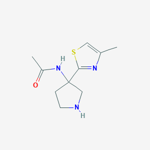 molecular formula C10H15N3OS B13271683 N-[3-(4-methyl-1,3-thiazol-2-yl)pyrrolidin-3-yl]acetamide 