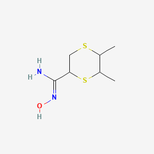 molecular formula C7H14N2OS2 B13271720 N'-Hydroxy-5,6-dimethyl-1,4-dithiane-2-carboximidamide 
