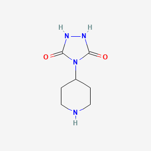 molecular formula C7H12N4O2 B13271730 4-(Piperidin-4-yl)-1,2,4-triazolidine-3,5-dione 